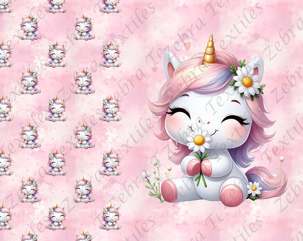 Licorne et coeur fond rose Panneau