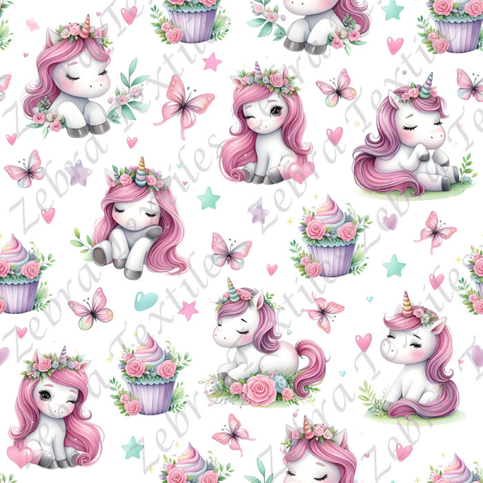 Licorne et cupcake fond blanc