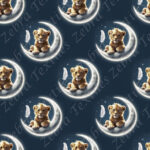 Lion sur lune fond bleu