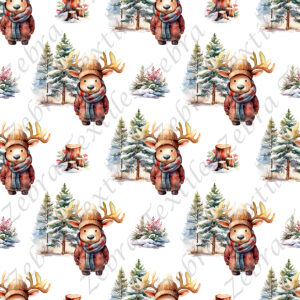 Orignal et sapin en hiver fond blanc