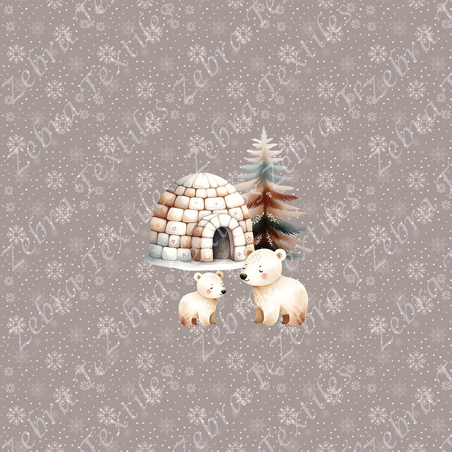 Ours polaire et igloo fond flocon