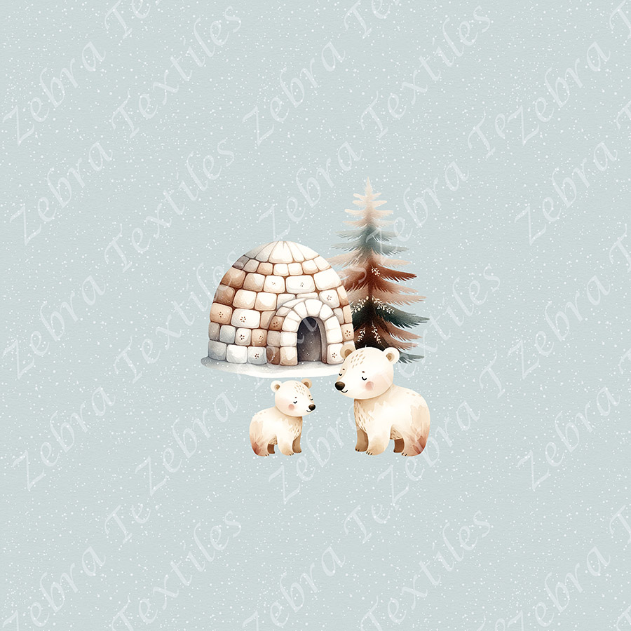 Ours polaire et igloo fond pois