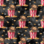 Pug et popcorn fond étoilé