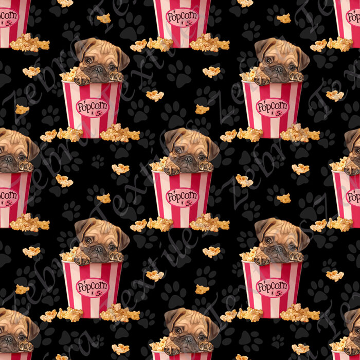 Pug et popcorn fond patte