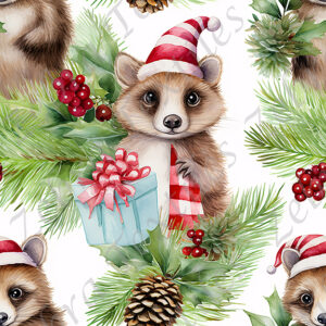 Raton et cadeau de Noël fond blanc