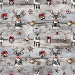 Renne plaid noir et rouge fond planche