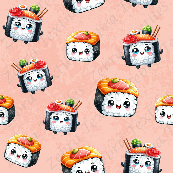 Sushi kawaii fond corail