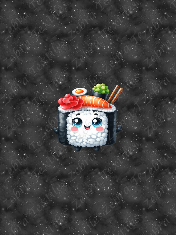 Sushi kawaii fond noir