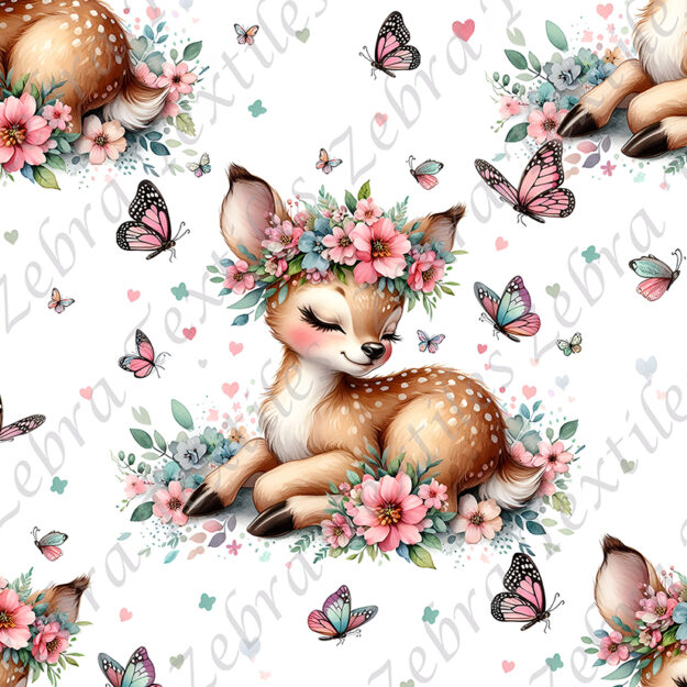 Bambi dodo et papillon fond blanc