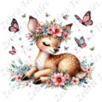 Bambi dodo et papillon fond blanc panneau