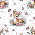 Bambi et papillon fond blanc