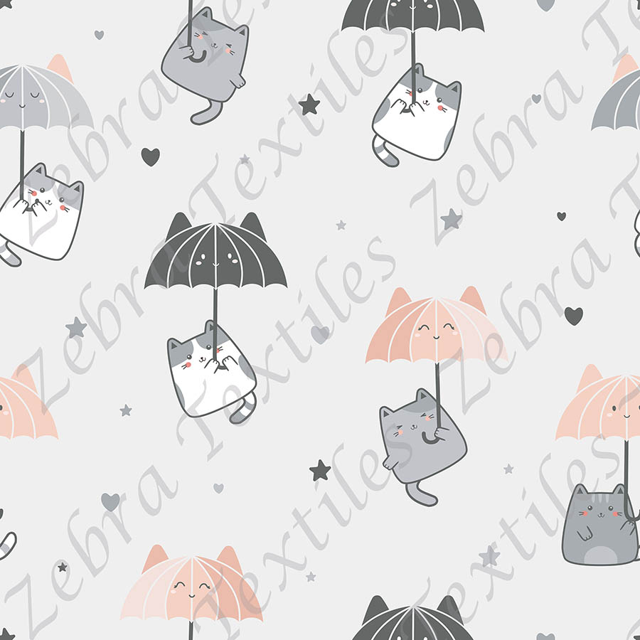 Chat et pluie d'étoile fond gris