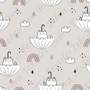 Chat parapluie et arc-en-ciel