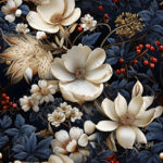 Floral blanc et feuillage