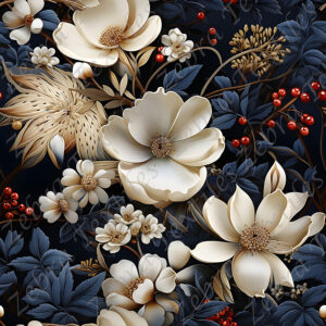 Floral blanc et feuillage