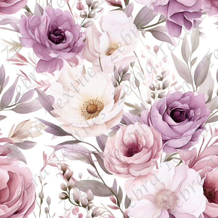 Floral mauve 1 fond blanc