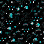 Forme abstraite blanche et aqua fond noir