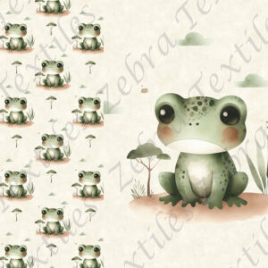 Grenouille verte fond crème Panneau doudou