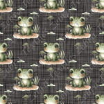 Grenouille verte fond lin