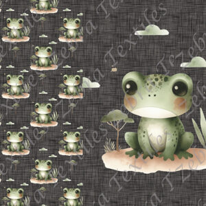 Grenouille verte fond lin Panneau doudou