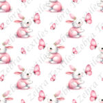 Lapin et papillon fond blanc