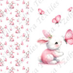 Lapin et papillon fond blanc Panneau doudou