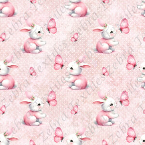 Lapin et papillon fond pois