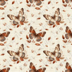 Papillon et feuille d'automne fond lin