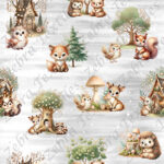 Animaux de la forêt lumineuse fond gris