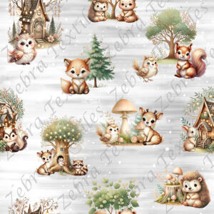 Animaux de la forêt lumineuse fond gris