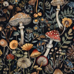 Champignon brun et fleur