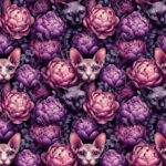Chat sphinx et pivoine violette