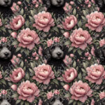 Doodle noir et pivoine rose