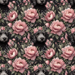 Doodle noir et pivoine rose