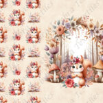 Écureuil et fleur fond sable Panneau doudou