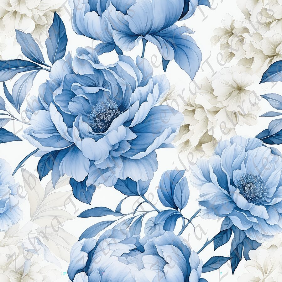 Pivoine bleue et blanche 6