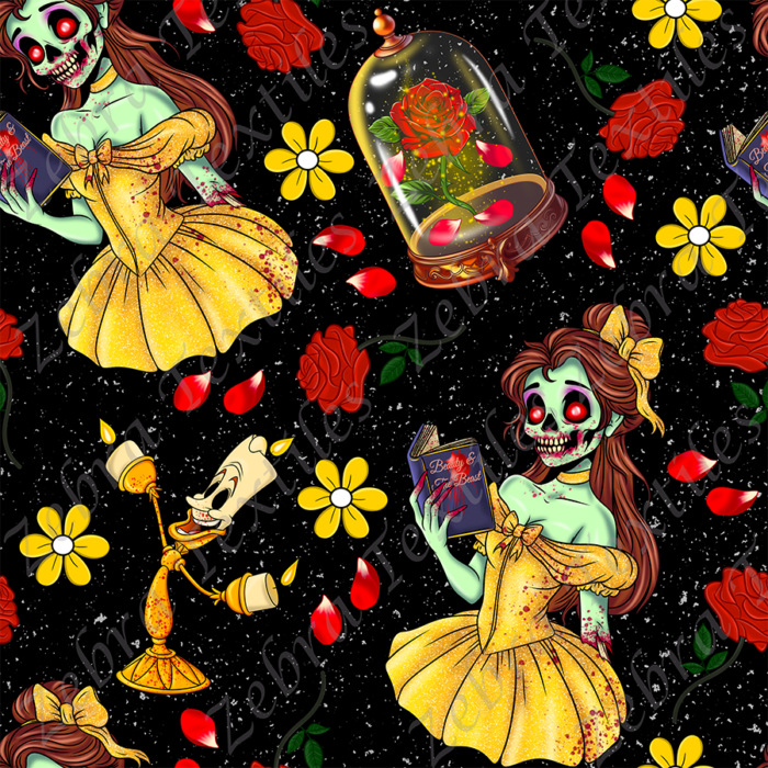 Princesse jaune zombie fond noir