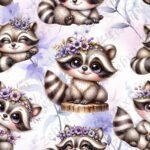 Raton mignon et fleur mauve