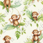 Singe et feuille verte