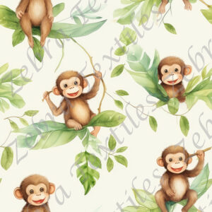 Singe et feuille verte