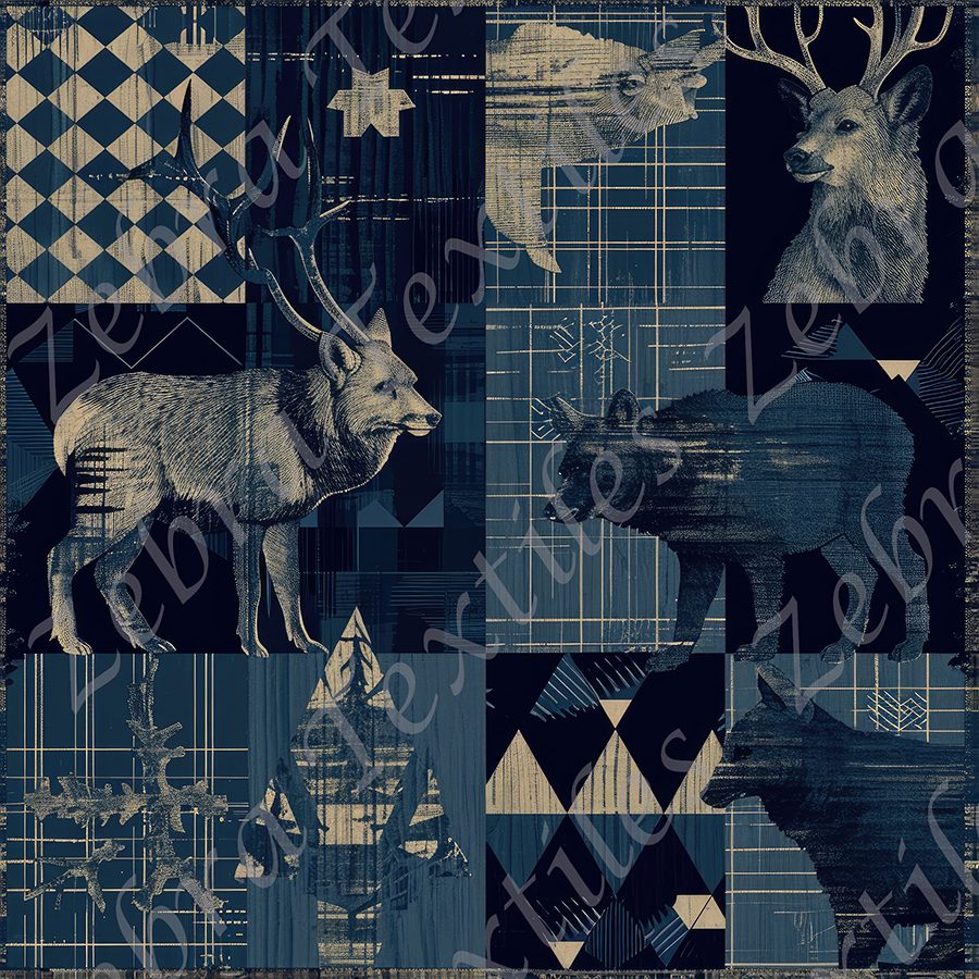 Animaux sauvage plaid bleu