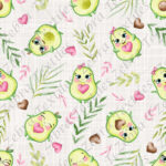 Avocat mignon feuillage fond lin