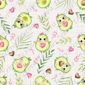 Avocat mignon feuillage fond lin