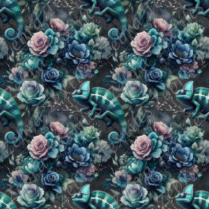 Caméléon floral bleuté aqua