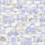 Camion construction bleu fond brique