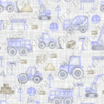 Camion construction bleu fond lin