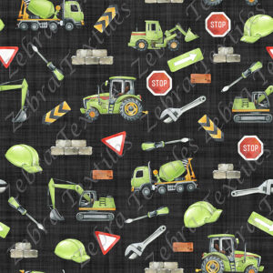Camion construction vert fond noir