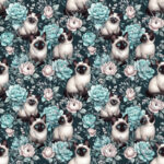 Chat siamois et pivoine aqua blanche
