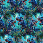 Dinosaure et feuillage tropical