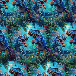 Dinosaure et feuillage tropical